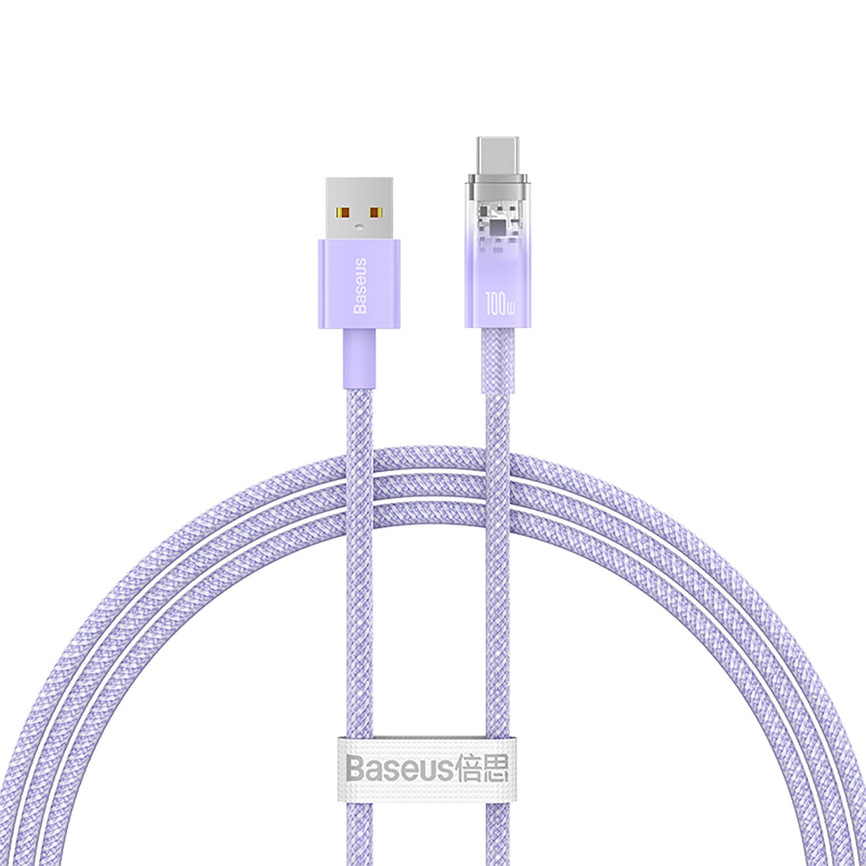 Baseus Explorer 100W USB-A - USB-C-kabel med intelligent temperatur sensor 1m - Purpur