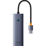 Baseus UltraJoy 4in1 USB-A Hub 3 x USB-A 3.0 + RJ45 - Grå