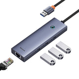 Baseus UltraJoy 4in1 USB-A Hub 3 x USB-A 3.0 + RJ45 - Grå