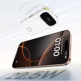 Baseus EnerFill FC31 20000mAh 22.5W Powerbank med digitalt display og 2 indbyggede kabler (USB-C + Lightning) - hvid