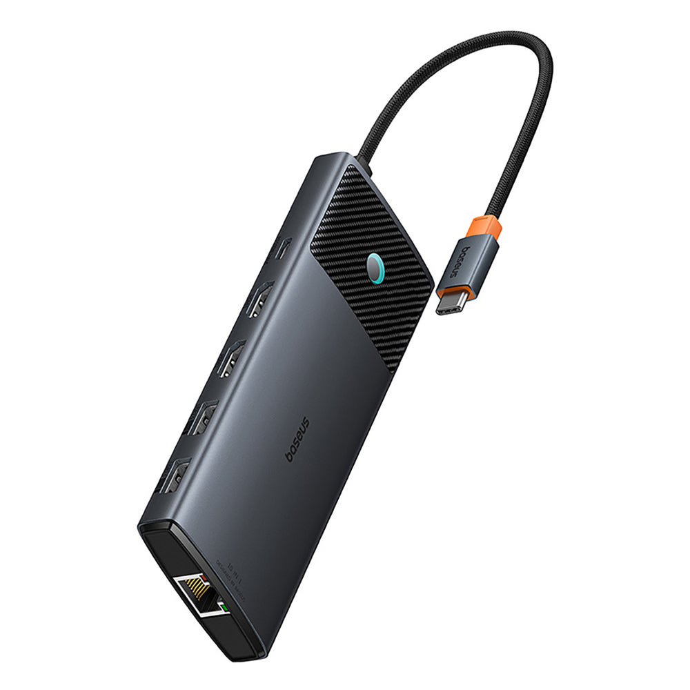 Baseus Metal Gleam II 10in1 HDMI USB-A USB-C RJ45 SD/TF Hub - Gray
