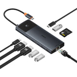 Baseus Metal Gleam II 10in1 HDMI USB-A USB-C RJ45 SD/TF Hub - Gray
