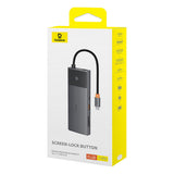 Baseus Metal Gleam II 10in1 HDMI USB-A USB-C RJ45 SD/TF Hub - Gray