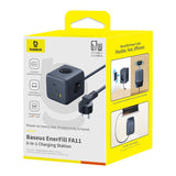 Baseus EnerFill FA11 67W Power Strip, USB-A + USB-C Cube + 3 x EU Socket 1,5 m - sort