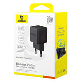 Baseus Palm 20W USB-C USB-A Wall Charger - sort