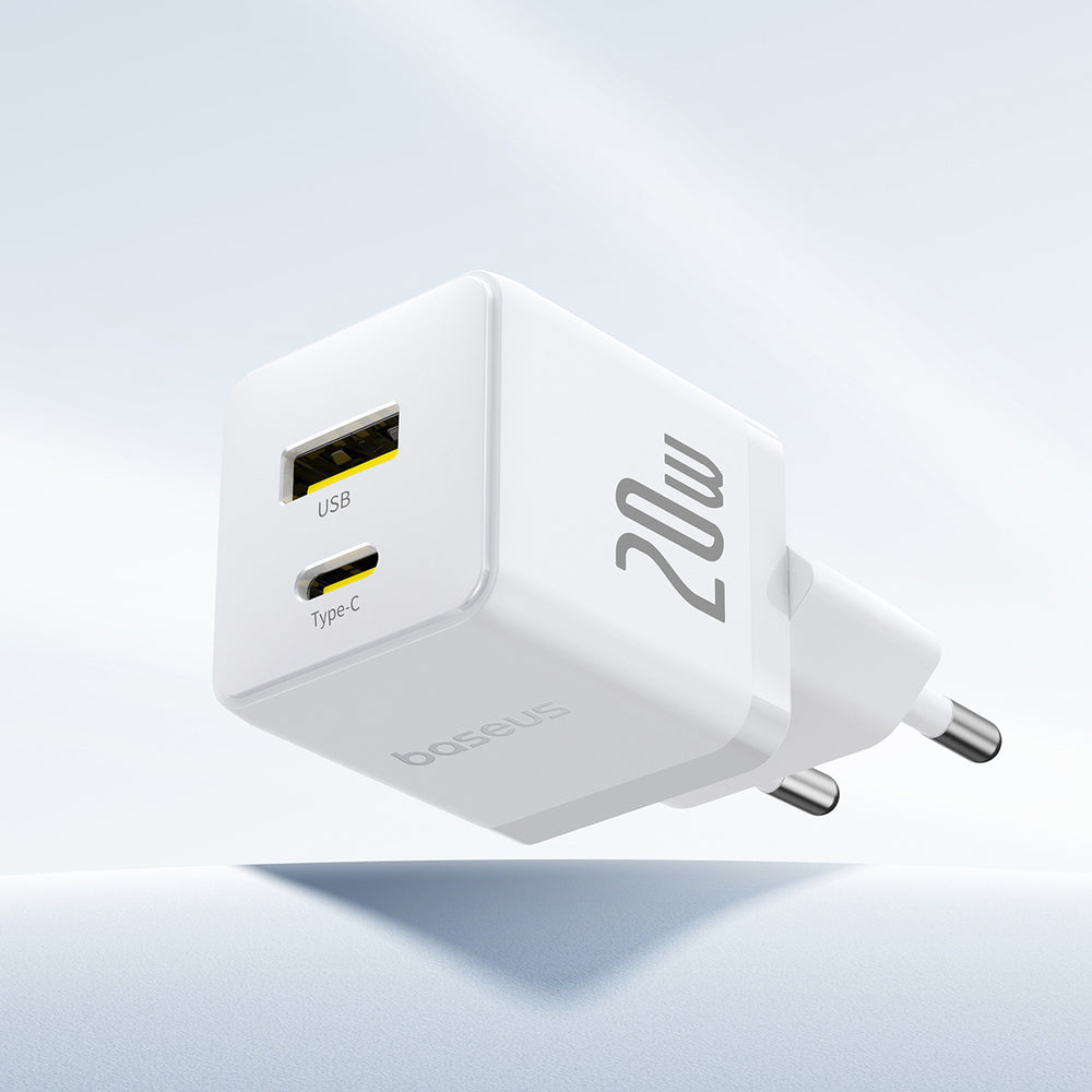 Baseus Palm 20W USB-C USB-A Wall Charger - hvid
