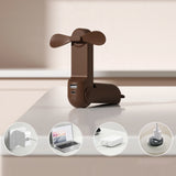 Jisulife håndholdt ventilator Life8 bærbar USB-ventilator med Power Bank-funktion 2000mAh og lommelygte - brun