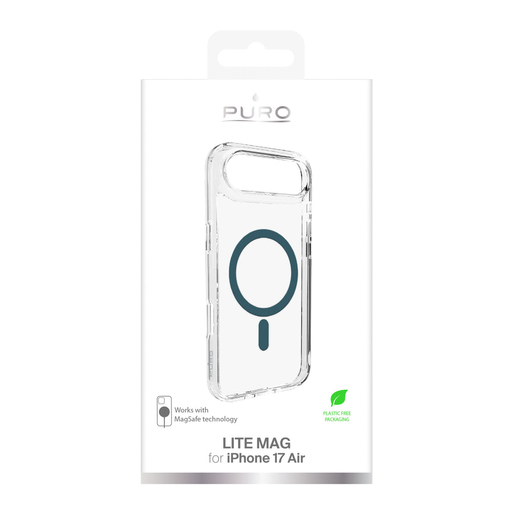 Puro Lite Mag TPU+PC Case Kompatibel med MagSafe til iPhone 17 Air - Transparent med turkisring