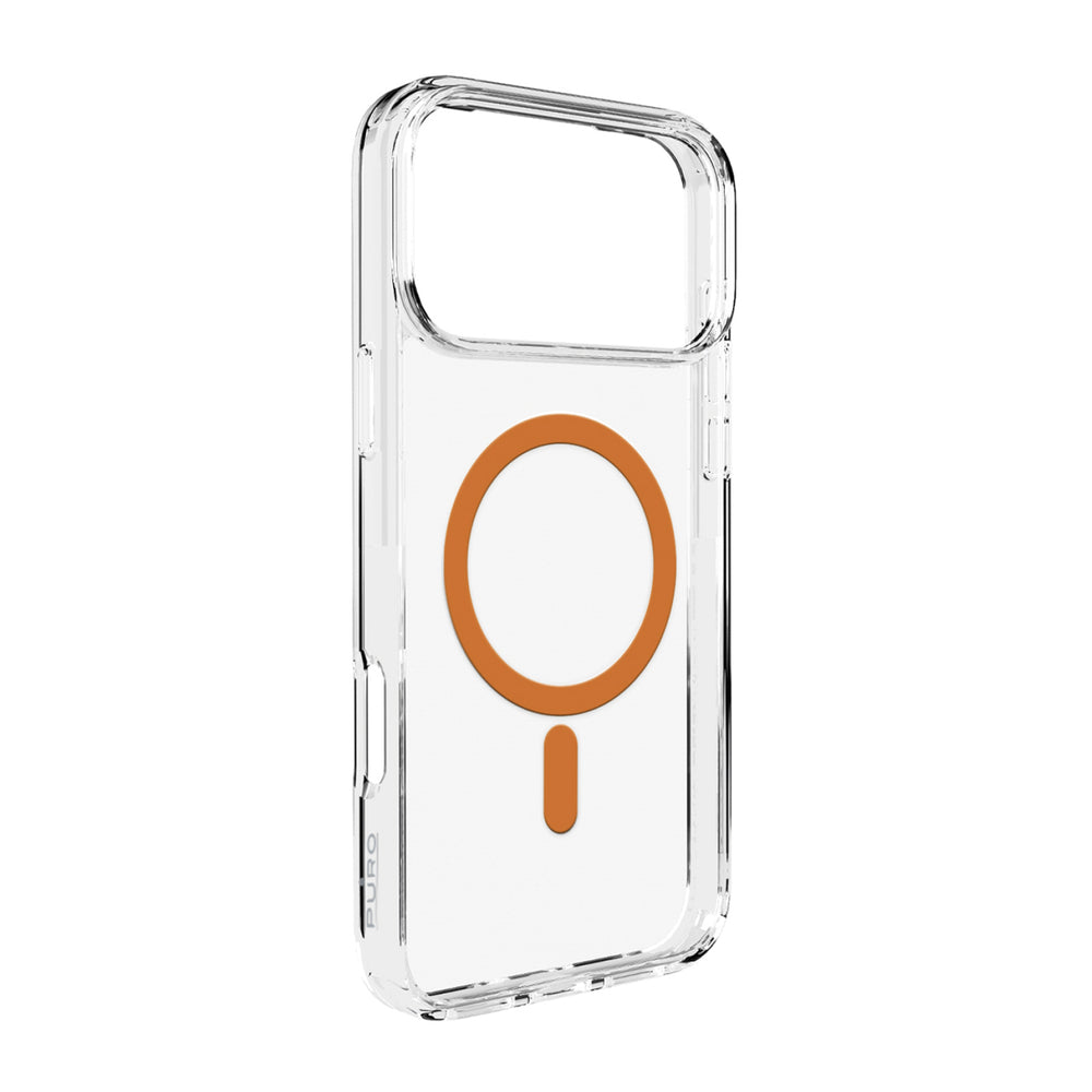 Puro Lite Mag TPU+PC Case Kompatibel med MagSafe til iPhone 17 Pro Max - Transparent med orange ring