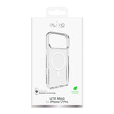 Puro Lite Mag TPU+PC Case Compatible with MagSafe for iPhone 17 Pro - Transparent with White Ring
