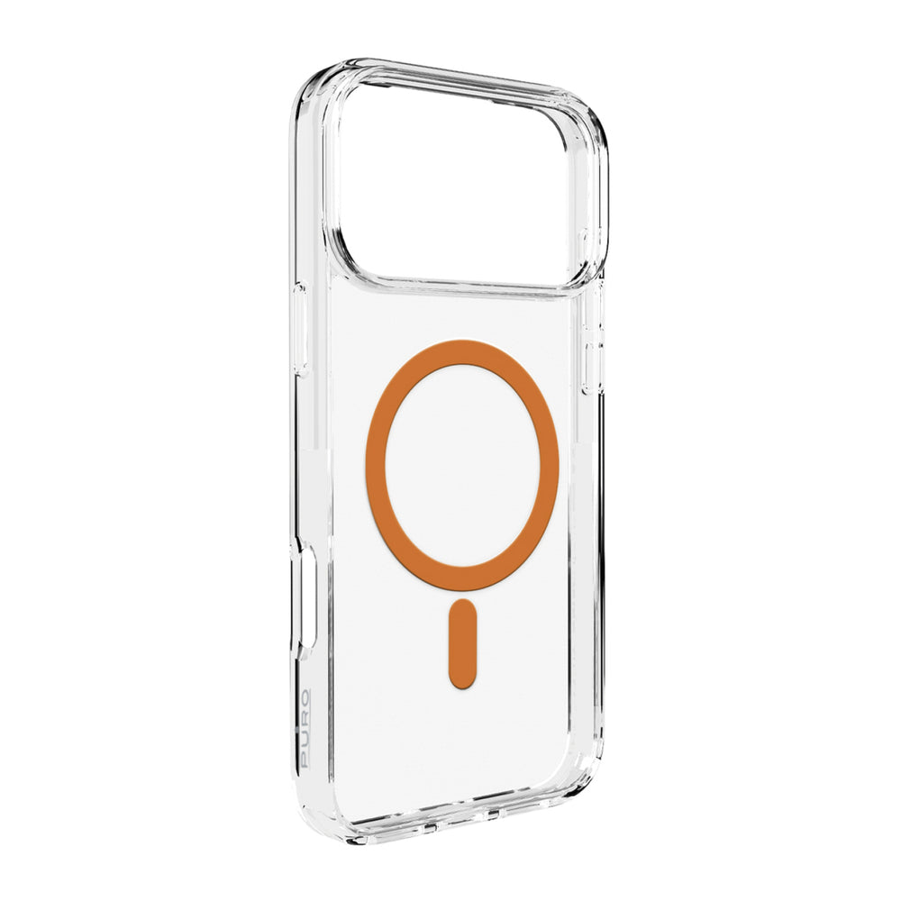 Puro Lite Mag TPU+PC Case Kompatibel med MagSafe til iPhone 17 Pro - Transparent med orange ring