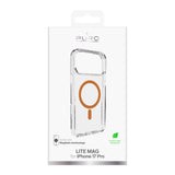 Puro Lite Mag TPU+PC Case Kompatibel med MagSafe til iPhone 17 Pro - Transparent med orange ring