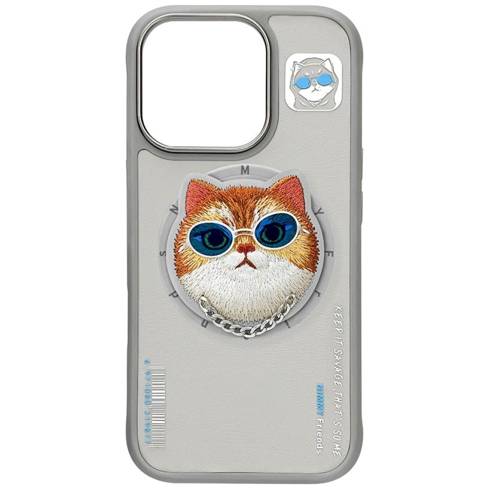 Nimmy Glasses Cool Cat MagSafe Case for iPhone 16 Pro - Gray