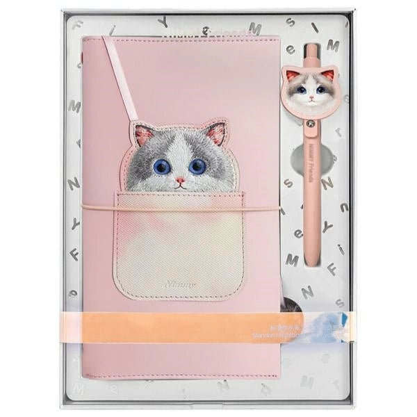 Nimmy 2in1 notesbog + pen pink Big Eyed Pet 2.0 Cat sæt