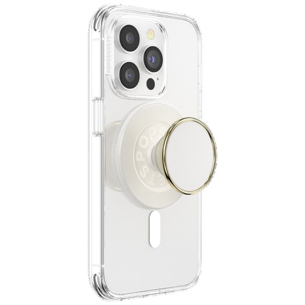 Popsockets Runde Luxe Coconut Creme Emalje MagSafe Holder og Telefon Stand