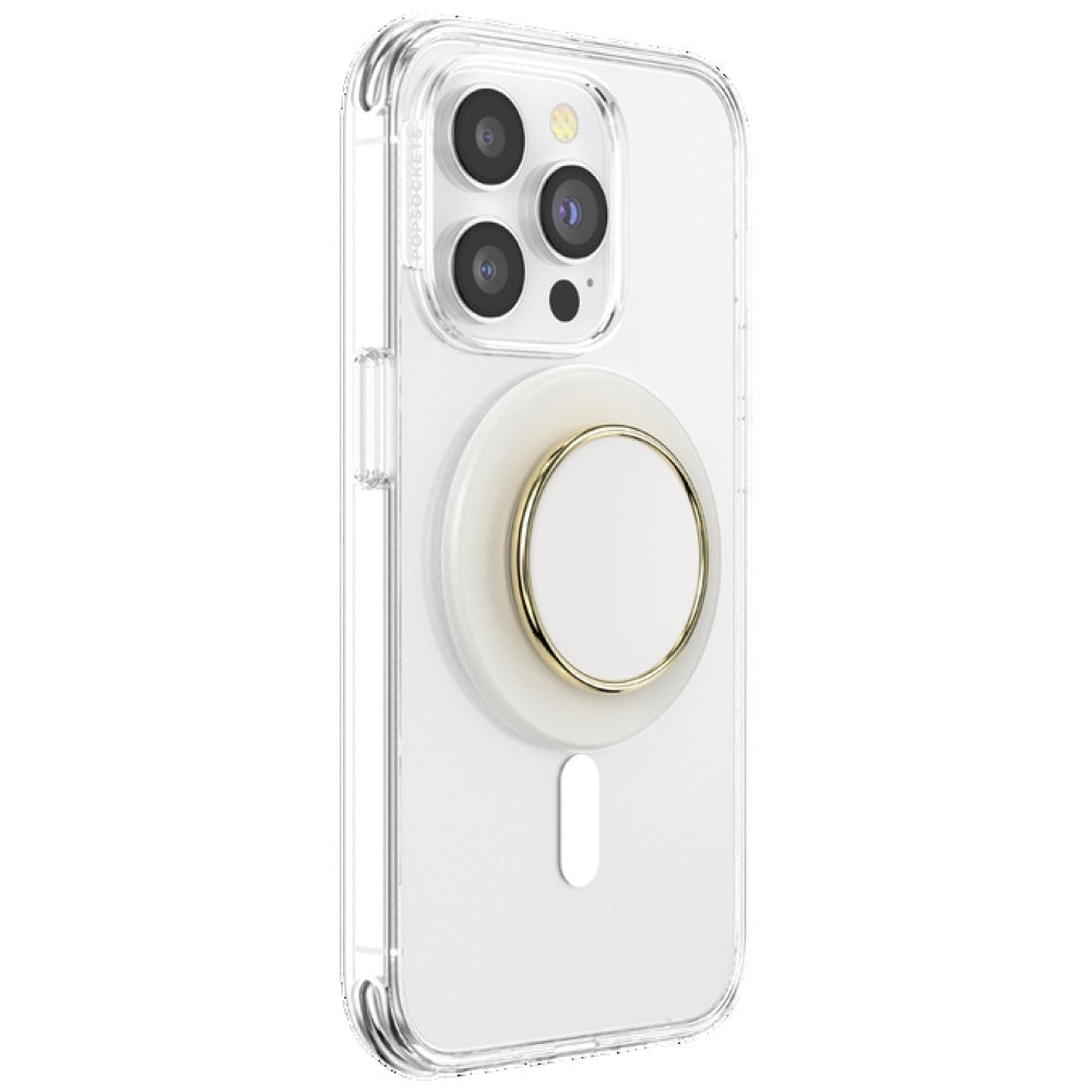 Popsockets Runde Luxe Coconut Creme Emalje MagSafe Holder og Telefon Stand