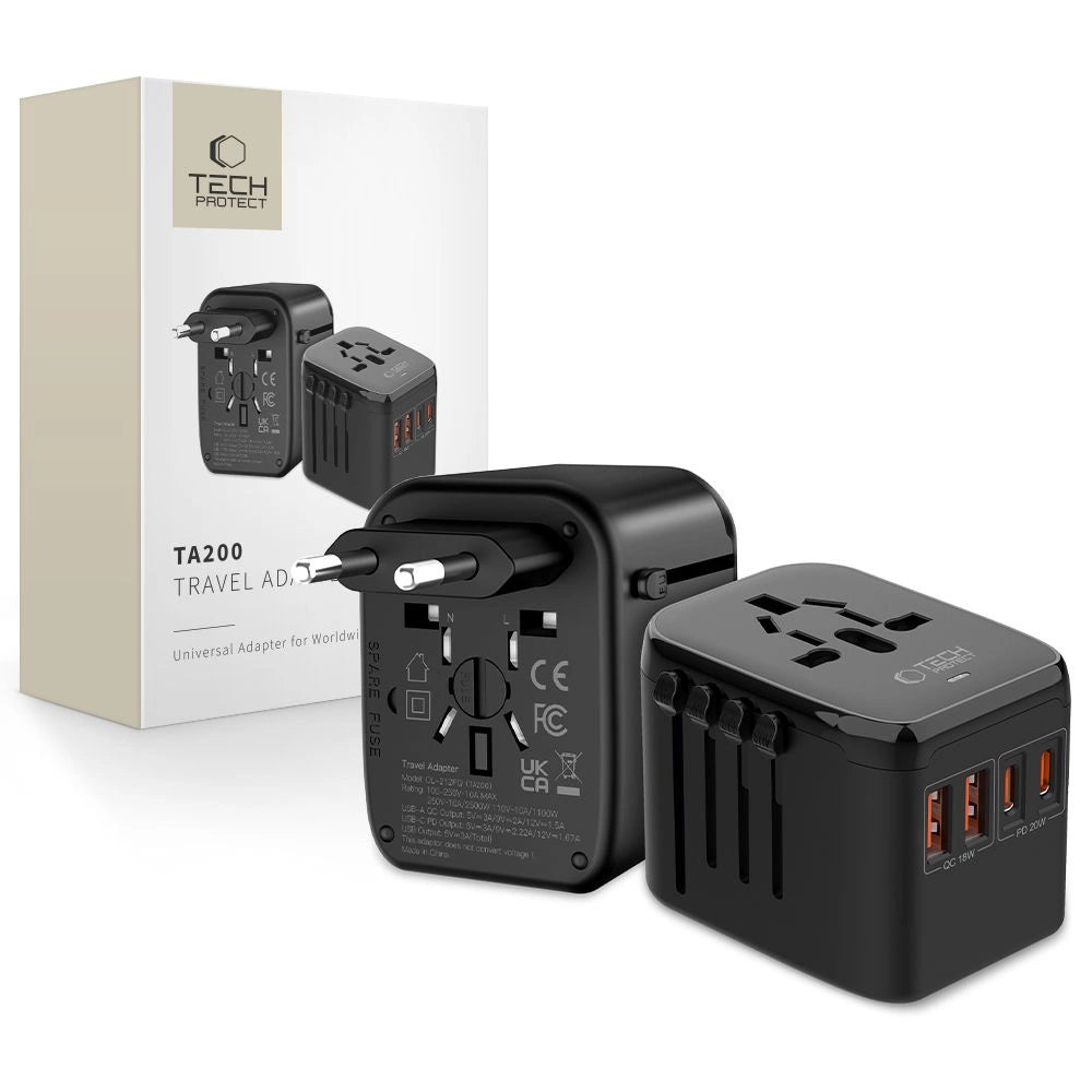 Tech-Protect TA200 EU / UK / US / AU adapter - sort