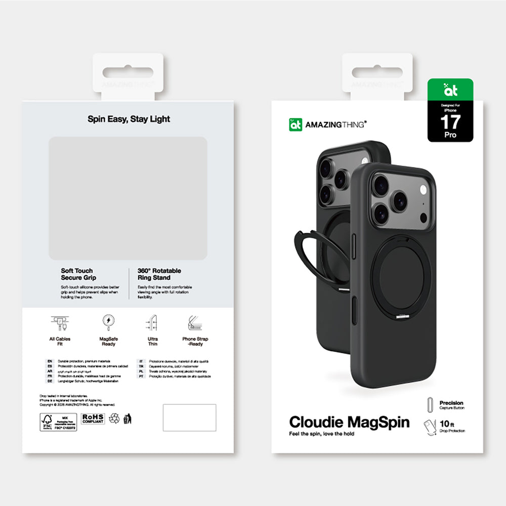 AmazingThing Cloudie iPhone 17 Pro Case med Stand - sort