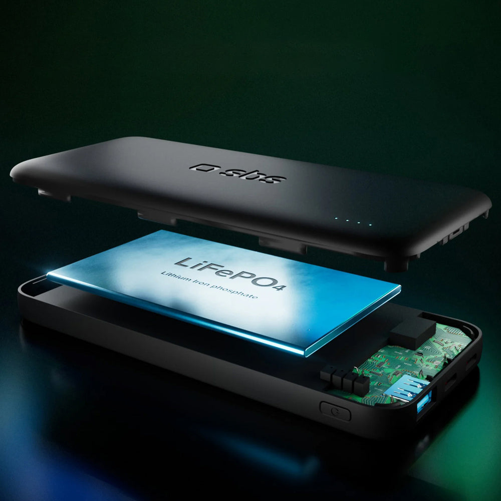 SBS Infinity Power Bank 10000mAh 10W LiFePo4 USB-A USB-C - sort