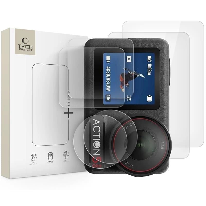 Tech-Protect Glass Fit+ 2-pack hærdet glas til DJI Osmo Action 5 Pro - gennemsigtigt