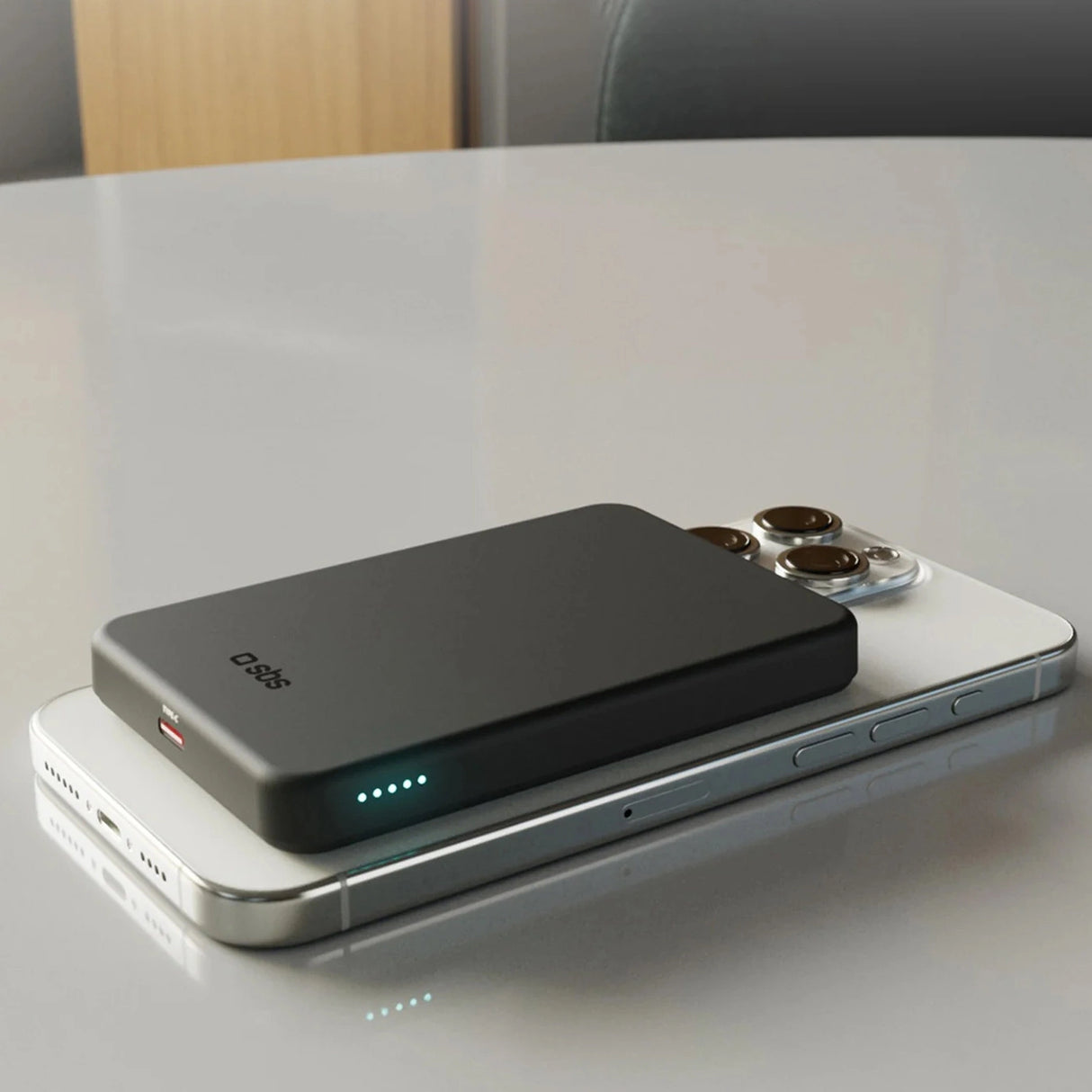 SBS Mag Power Qi2 5000 mAh Powerbank Kompatibel med MagSafe - sort