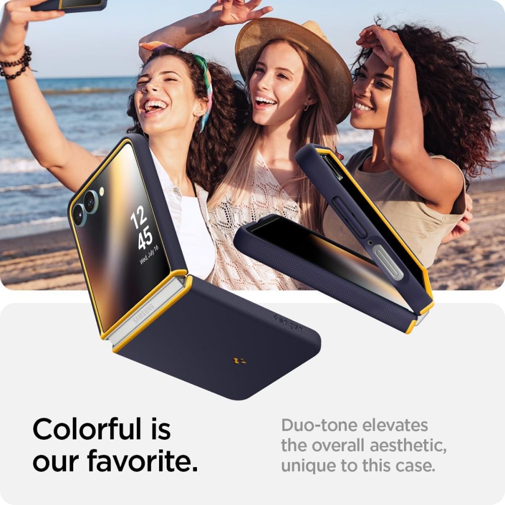 Nano Mag Pop MagSafe Case til Samsung Galaxy Z Flip 7 - Navy Blue og Yellow