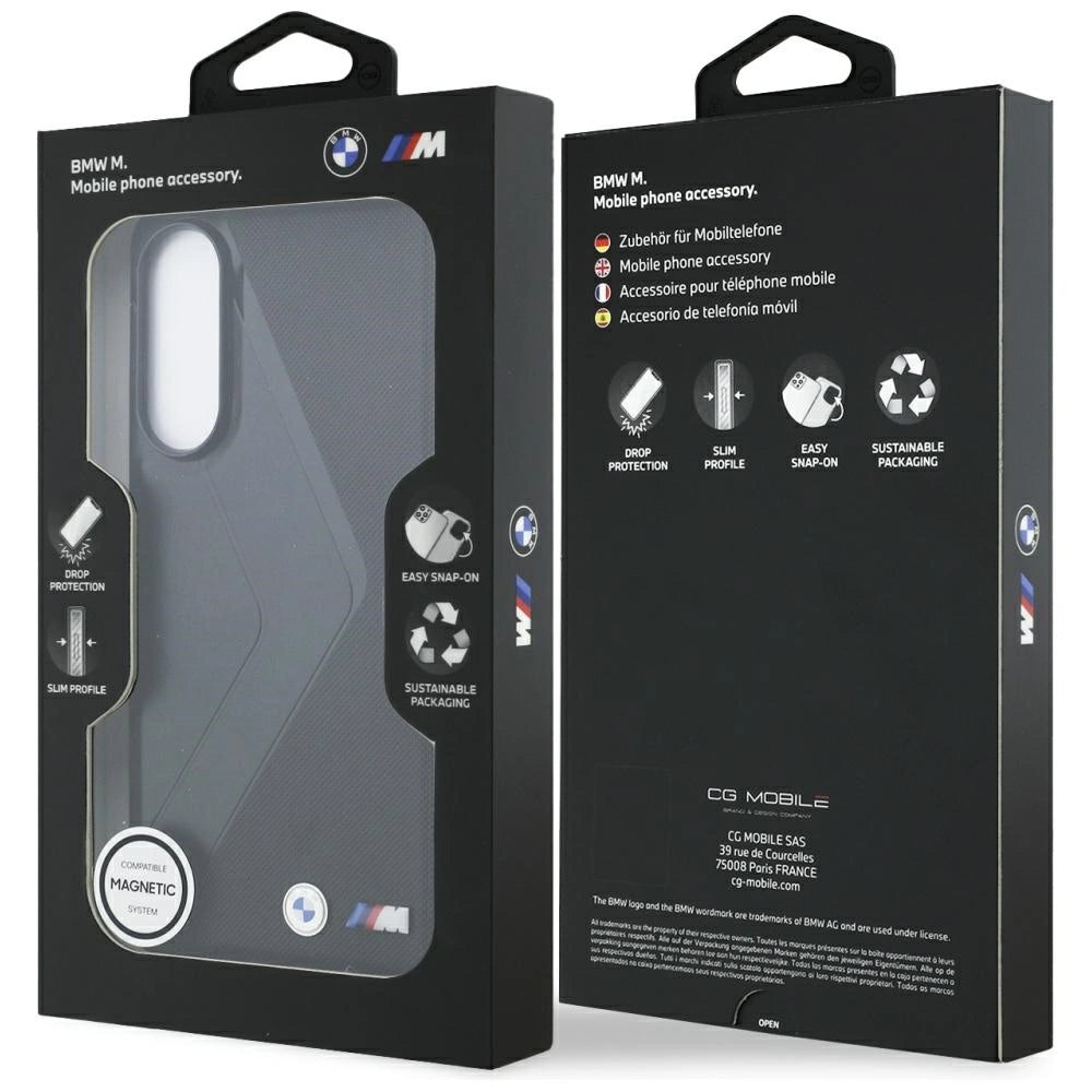 BMW læder overdimensioneret striber MagSafe-foder for Samsung Galaxy S25 Edge - sort