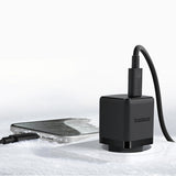 Baseus Palm 1C 20W Wall Charger (with Baseus Mini White USB-C 60W (20V/3A) 1m Cable) - Black