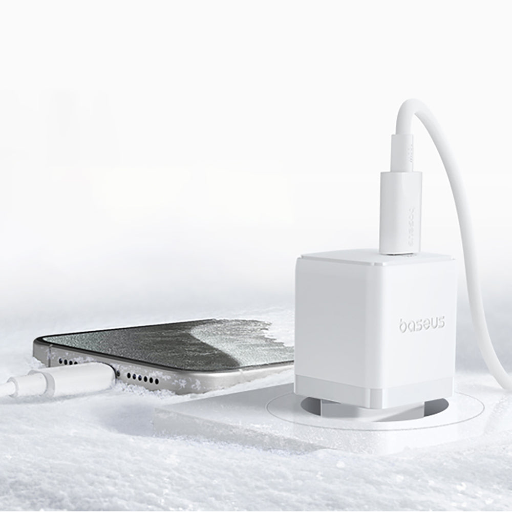 Baseus Palm 1C 20W Wall Charger (with Baseus Mini White USB-C 60W (20V/3A) 1m Cable) - White