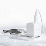 Baseus Palm 1C 20W Wall Charger (med Baseus Mini White USB-C 60W (20V / 3A) 1m Kabel) - Hvid