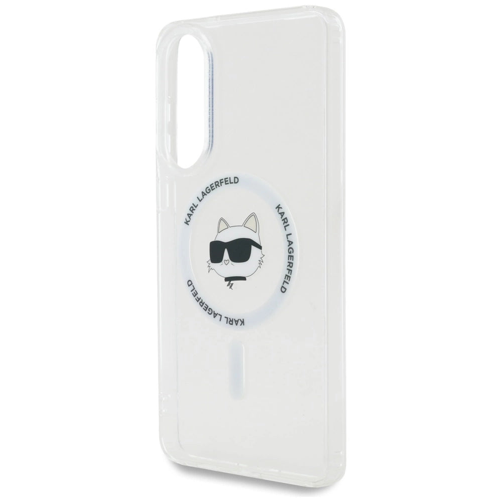 Karl Lagerfeld Button Choupette Head Printed Logo MagSafe Case til Samsung Galaxy S25 Edge - Hvid