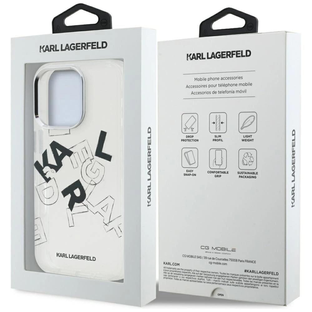 Karl Lagerfeld IML Sketched Graphic Case til iPhone 16 Pro Max - Clear