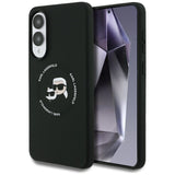 Karl Lagerfeld Silicone Nauble Heads And Circle MagSafe-kasse til Samsung Galaxy S25 Edge - sort
