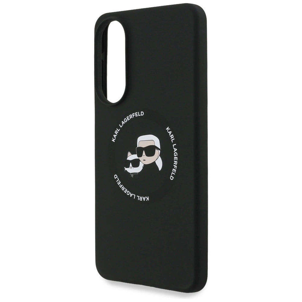 Karl Lagerfeld Silicone Nauble Heads And Circle MagSafe-kasse til Samsung Galaxy S25 Edge - sort