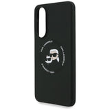 Karl Lagerfeld Silicone Nauble Heads And Circle MagSafe-kasse til Samsung Galaxy S25 Edge - sort