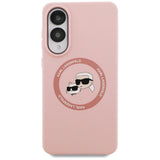 Karl Lagerfeld Silicone Nauble Heads og Circle MagSafe Case til Samsung Galaxy S25 Edge - Pink