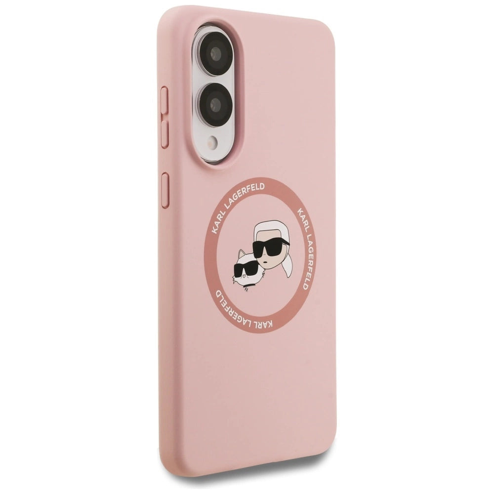 Karl Lagerfeld Silicone Nauble Heads og Circle MagSafe Case til Samsung Galaxy S25 Edge - Pink
