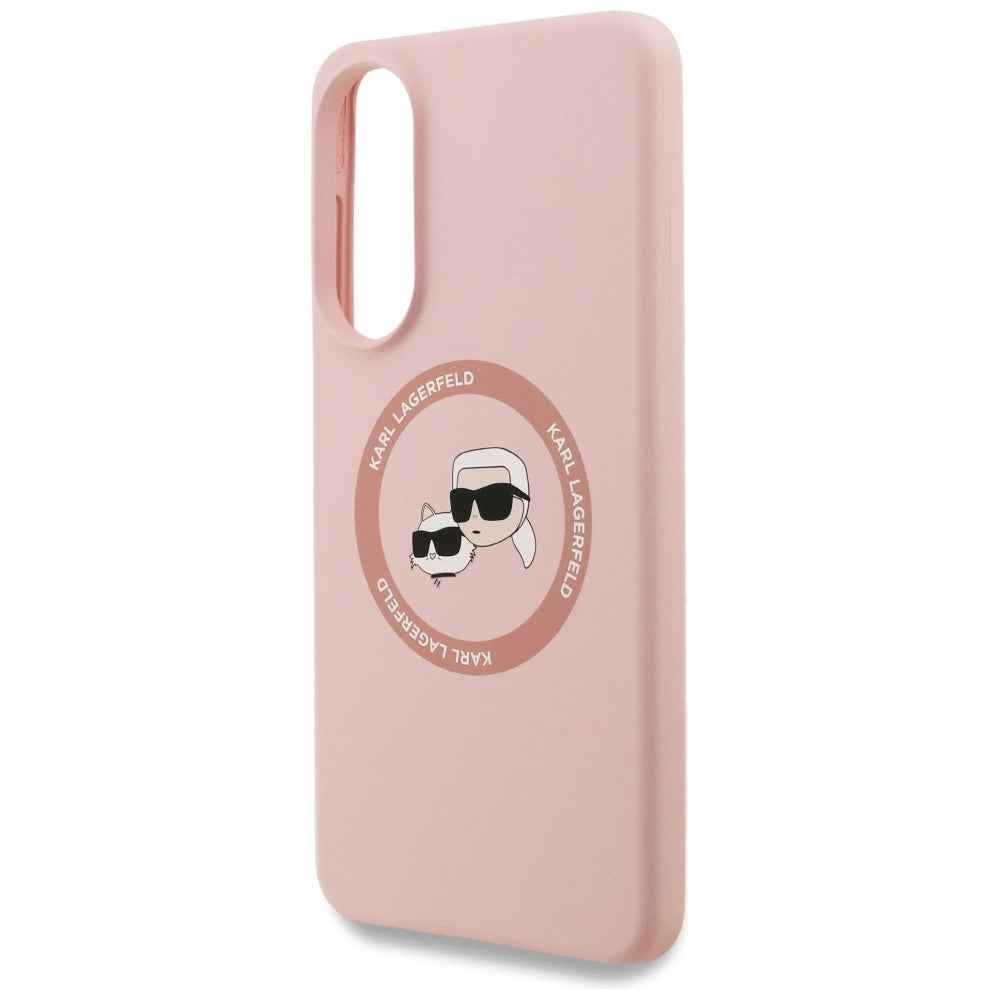 Karl Lagerfeld Silicone Nauble Heads og Circle MagSafe Case til Samsung Galaxy S25 Edge - Pink