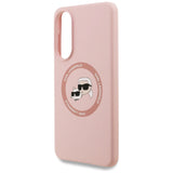 Karl Lagerfeld Silicone Nauble Heads og Circle MagSafe Case til Samsung Galaxy S25 Edge - Pink