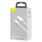 Baseus Simple Wisdom Data Cable Kit USB til Lightning 2,4A (2PCS/Set) 1,5m Hvid