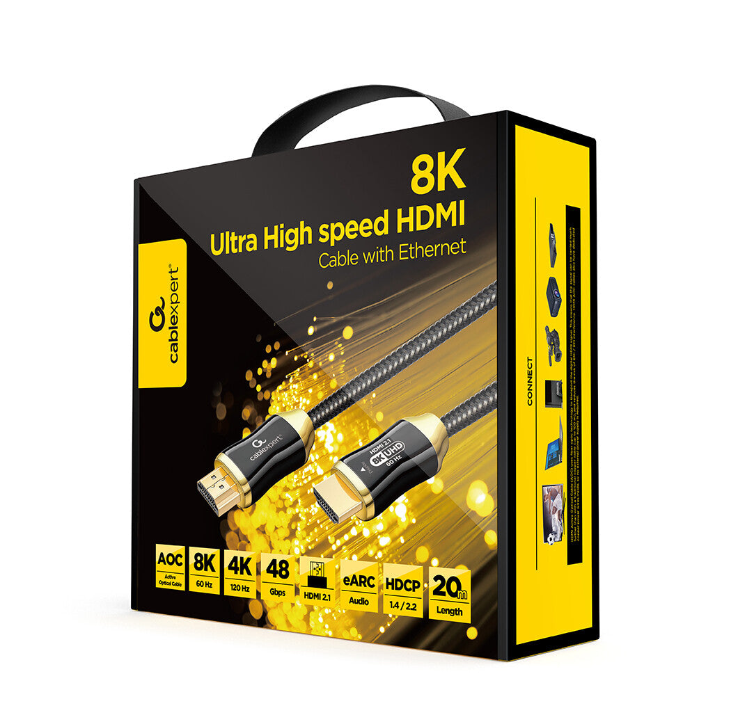 Gembird CCBP-HDMI8K-AOC-20M HDMI-kabel HDMI Type A (Standard) Sort