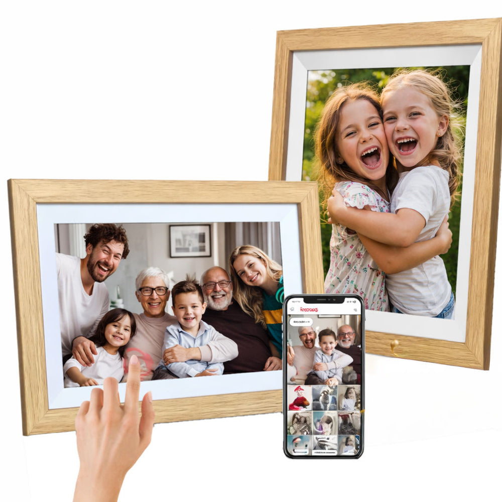 Wozinsky WRC-32 10.1" Digital Photo Frame with Frameo 32GB App - Light Brown
