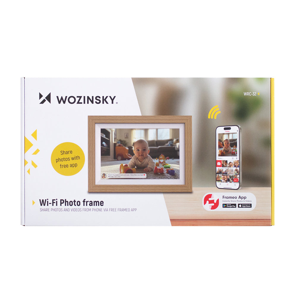 Wozinsky WRC-32 10.1" Digital Photo Frame with Frameo 32GB App - Light Brown