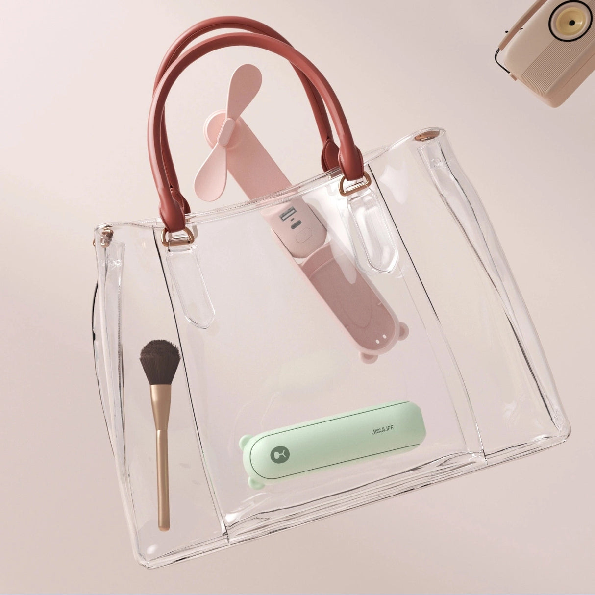 Jisulife håndholdt ventilator Life8 Plus Portable USB-ventilator med Power Bank-funktion 4500mAh og lommelygte - Grøn