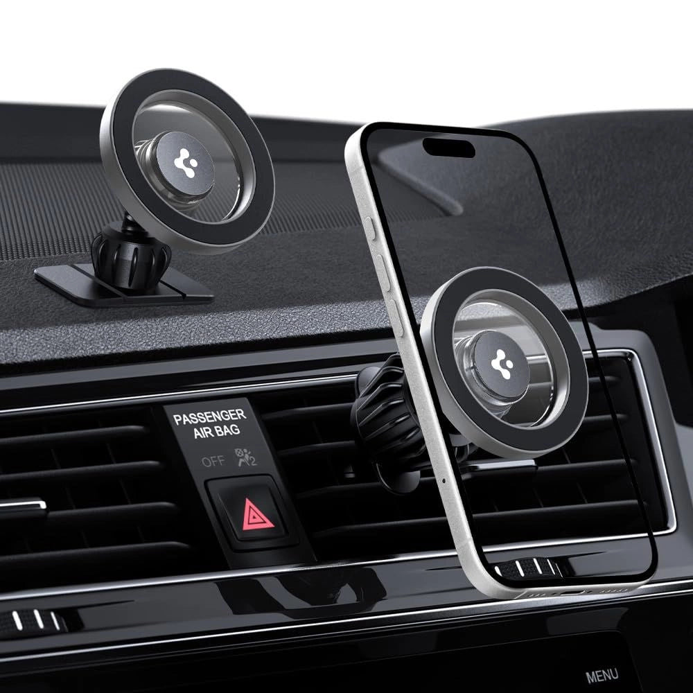 Spigen MFT13 MagSafe bilholder til cockpit eller luftventil - sølv