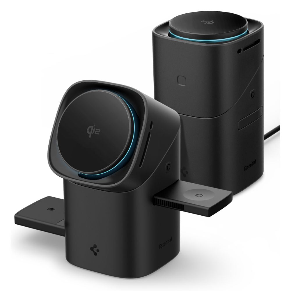 Spigen Essential EF223MS 3-i-1 QI2 trådløs oplader - sort