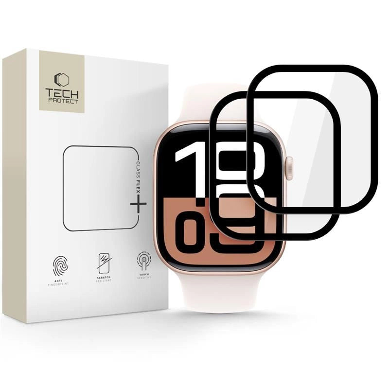 Tech-Protect Glass Flex+ Hybrid Glass 2-pakke til Apple Watch 10 42 mm - sort