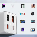 Baseus GaN6 Pro oplader 65W 2 x USB-C 2 x USB-A med sort USB-C kabel 100W 1m - hvid