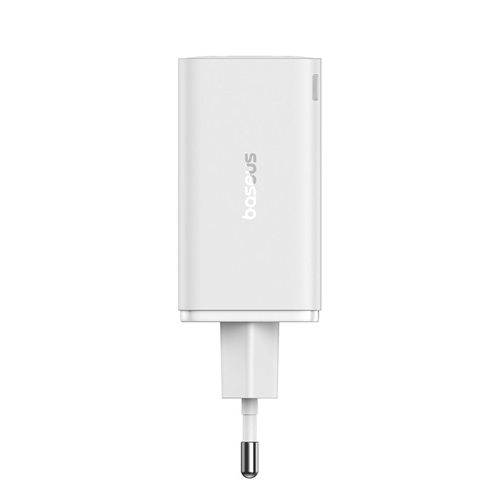 Baseus GaN6 Pro oplader 65W 2 x USB-C 2 x USB-A med sort USB-C kabel 100W 1m - hvid