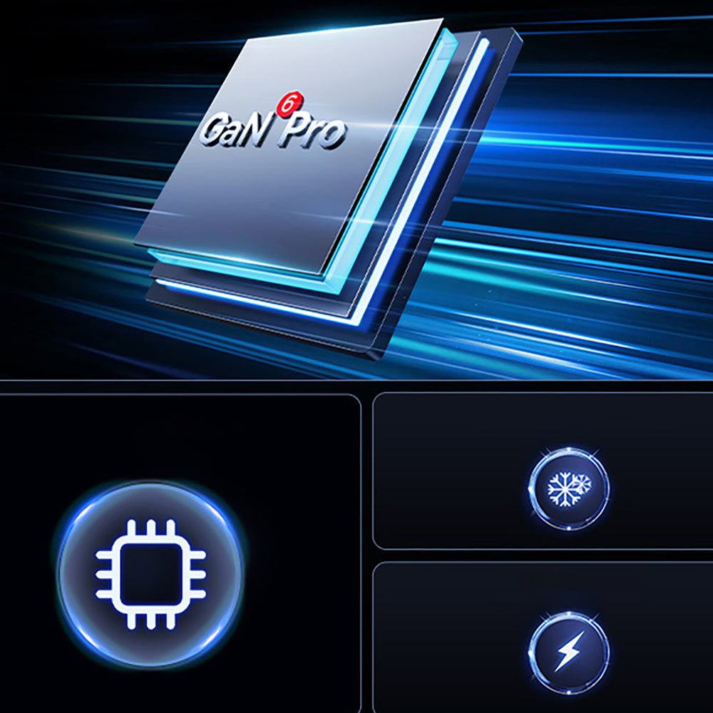 Baseus GaN6 Pro oplader 100W 2 x USB-C 2 x USB-A med sort USB-C kabel 100W 1m - sort